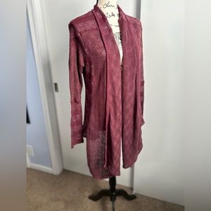 Knox Rose marrón knit cardigan asymmetrical open‎ front with pockets